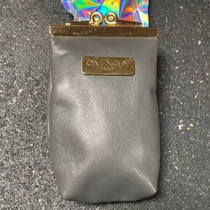 Givenchy Charcoal Leather Pouch with Gold Accents